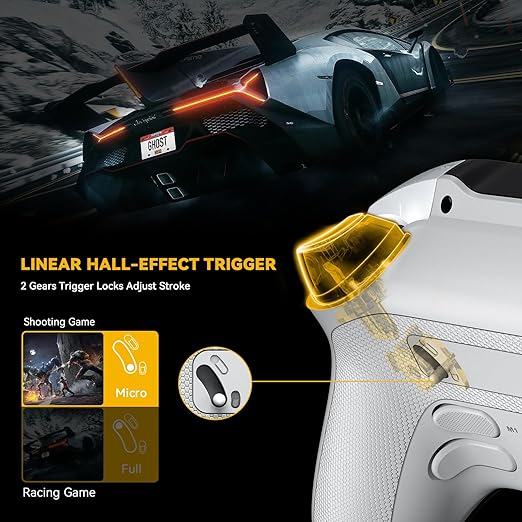 ManbaOne Interactive Screen Wireless Gaming Controller for PC/Switch/Switch 2/iOS/Android,Hall Effect Stick & Trigger,RGB Lighting,Remappable Buttons,1800mAh with Charging Dock (White)
