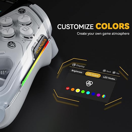 ManbaOne Interactive Screen Wireless Gaming Controller for PC/Switch/Switch 2/iOS/Android,Hall Effect Stick & Trigger,RGB Lighting,Remappable Buttons,1800mAh with Charging Dock (White)