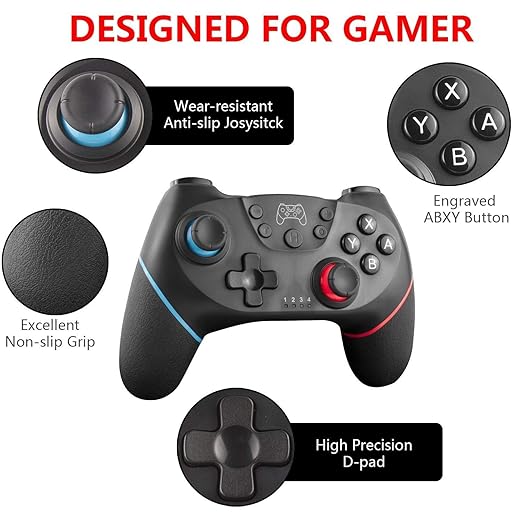 Upgraded Wireless Controller for Switch/Lite/OLED/Switch 2 Pro Controller for Switch Remote Joystick Gamepad Supports Wake up, Gyro Axis, Turbo, Dual Vibration and Screenshot Function